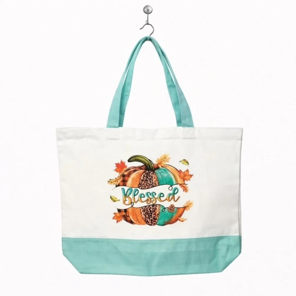 “Blessed” / Fall Canvas Tote Bag - Fall/Autumn Design